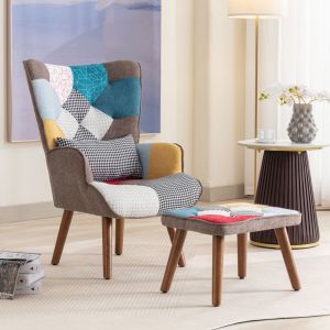 Sillón relax con reposapiés y cojín espuma multicolor
