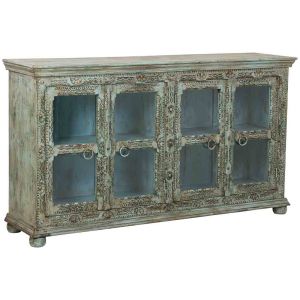 Aparador de madera verde 180x43x100