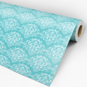 Papel pintado victoriano flores en fondo azul 60cm por 250cm