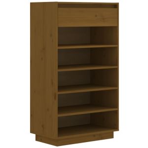 vidaXL zapatero madera maciza de pino marrón miel 60x34x105 cm