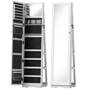 Armario de joyería 38x38x160 cm mdf, vidrio color blanco Homcom