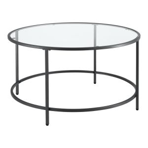 Mesa de centro redonda para salón tapa de cristal