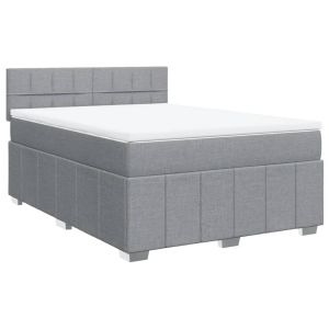 vidaXL cama box spring con colchón tela gris claro 160x200 cm