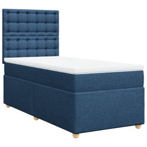 vidaXL cama box spring con colchón tela azul 80x200 cm