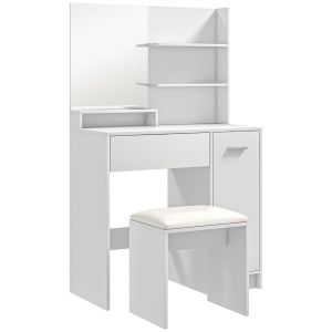 Tocador de maquillaje 80x40x132 cm color blanco Homcom