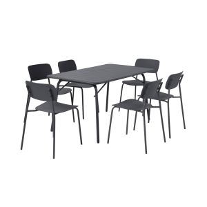 Mesa de jardín plegable de metal con 6 sillas antracita 141.2x80x72.5 cm