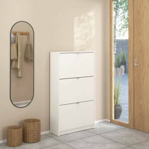 Scarpiera irina, 6 compartimentos, en madera blanca 70x24x124h cm