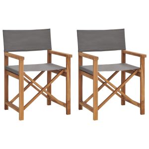 vidaXL sillas de director 2 uds madera maciza de teca gris