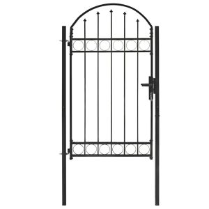 vidaXL puerta de jardín con arco superior 100x175 cm acero negro