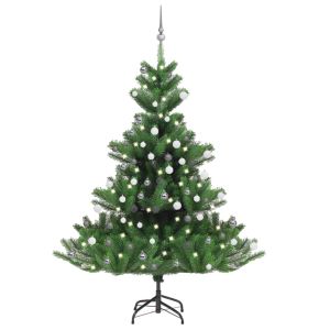 vidaXL árbol de navidad abeto nordmann con LEDs y bolas verde 180 cm