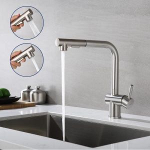 Lonheo grifo de cocina con 2 funciones, pulverizador extraíble, mezclador d