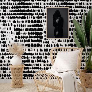Papel pintado moderno estilo escandinavo en blanco y negro