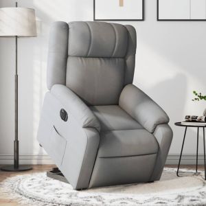 Sillón eléctrico reclinable elevable de tela gris claro qweo4867