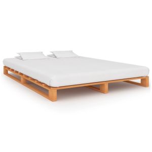 Cama 200x200 cm,marco cama palets sin colchón madera maciza marrón rhu4722