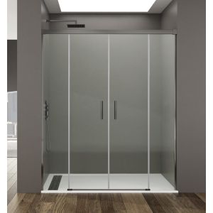 Mampara basic spazio 2 puertas + 2 fijos transparente gris titanio 170 cm