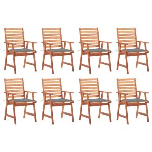 vidaXL sillas comedor de jardín y cojines 8 uds madera maciza acacia