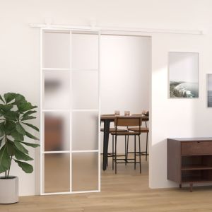 Puerta corredera esg vidrio y aluminio blanca 76x205 cm esxt6082