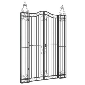 vidaXL puerta de jardín de hierro forjado negro 121x8x180 cm