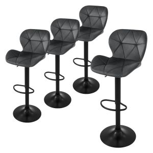 Juego 4x taburetes de bar gris sillas con respaldo asientos regulables