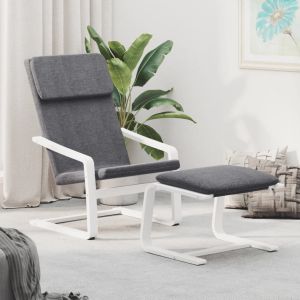 Sillón de relax con taburete tela gris oscuro qweo9975