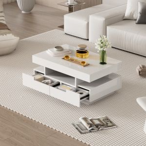 Mesa de centro con LED y 4 cajones blanco 36x80x50cm