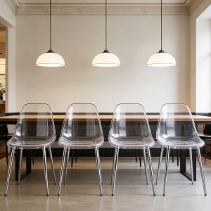Silla de comedor abs transparente con metal plateado