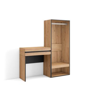 Consola entrada, 130x35x145cm, roble, armario abierto rf3447