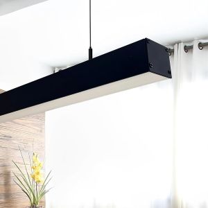 Lámpara techo lineal negra 2m, 72w, colgante o superficie, luz cálida 2700k