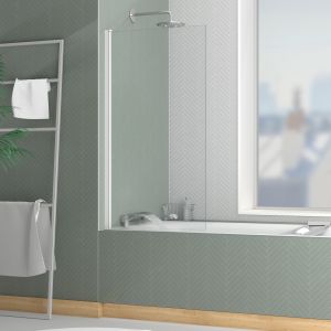 Mampara de bañera 70x130cm - perfil acabado blanco mate - elementary