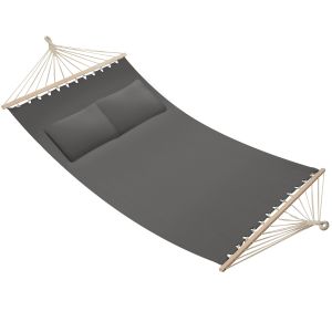 Hamaca doble, carga 240 kg con 2 cojines, 230 x 145 cm, gris oscuro