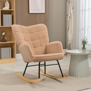 Sillón mecedor tapizado en poliéster marrón para dormitorio y salón 1 plaza