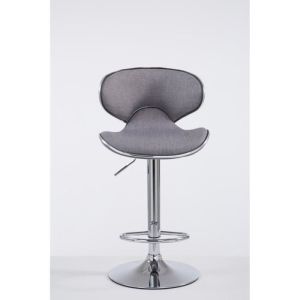 Taburete de bar - asiento gris claro - base cromada