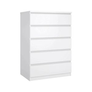 Cómoda ansel, apertura deslizante, en madera blanca brillante
