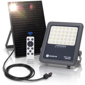 Aigostar foco proyector LED solar con control remoto 200w,2000lm,6500k,ip65