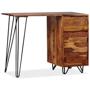 vidaXL escritorio con 1 cajón y 1 armario de madera maciza de sheesham