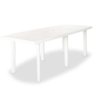vidaXL mesa de jardín de plástico blanca 210x96x72 cm