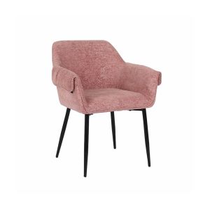 Silla de comedor de chenilla cheno - lote de 2 rosa