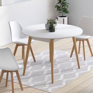 Mesa de comedor redonda escandinava - blanco - 110 cm