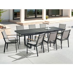 Conjunto de comedor exterior 8 plazas valcanetto/busseto metal negro