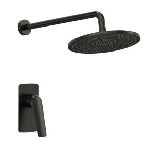 Sistema de ducha empotrado - negro mate - 25 cm