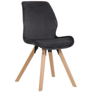 Silla luna - terciopelo gris oscuro - madera maciza