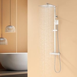 Auralum columna de ducha termostática juego de ducha de 2 funciones con duc