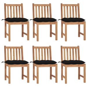 vidaXL sillas de jardín 6 unidades madera maciza de teca con cojines