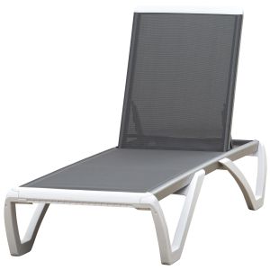 Tumbona reclinable aluminio, pp, texteline gris y blanco 170x67.5x95 cm