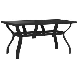 vidaXL mesa de jardín acero y vidrio negra 140x70x70 cm