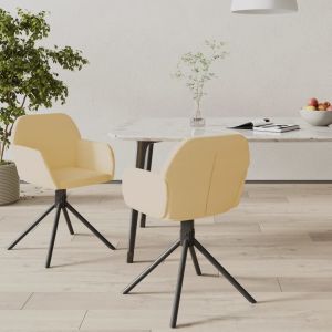 Sillas de comedor giratorias 2 uds terciopelo crema