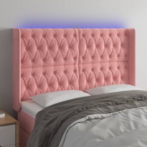 Cabecero con LED de terciopelo rosa 163x16x118/128 cm eso8461