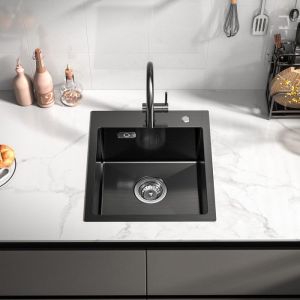 Fregadero de cocina gris oscuro de inox - 1 cubículo con conjunto