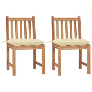 vidaXL sillas de jardín 2 unidades madera maciza de teca con cojines