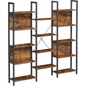 Librería valora, estilo loft rústico marrón, 14 estantes